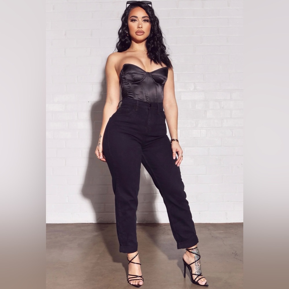 Black straight leg jeans